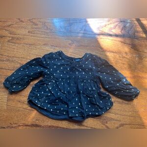Old Navy Navy Long-Sleeve Peplum Top with Gold Dot Accents